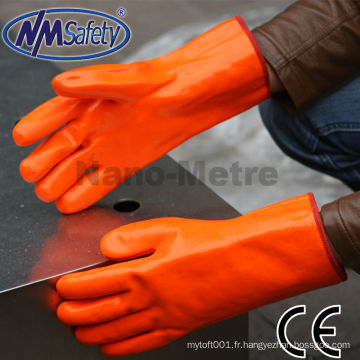 NMSAFETY orange manchette longue pvc entièrement manteau imperméable à l&#39;eau gants de travail à la main